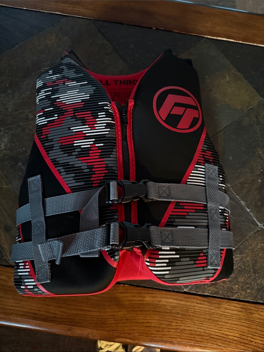Kids' Red & Black Life Vest with Front Buckles